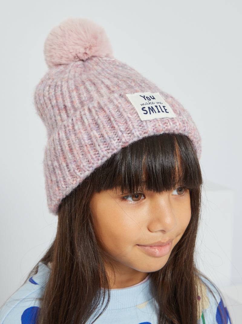 Gorro de punto con borla PURPURA - Kiabi
