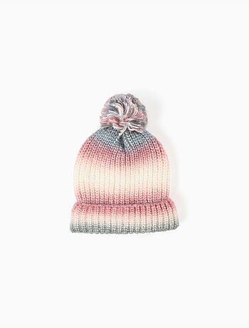 Gorro de punto con efecto degradado y pompón