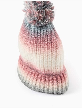 Gorro de punto con efecto degradado y pompón