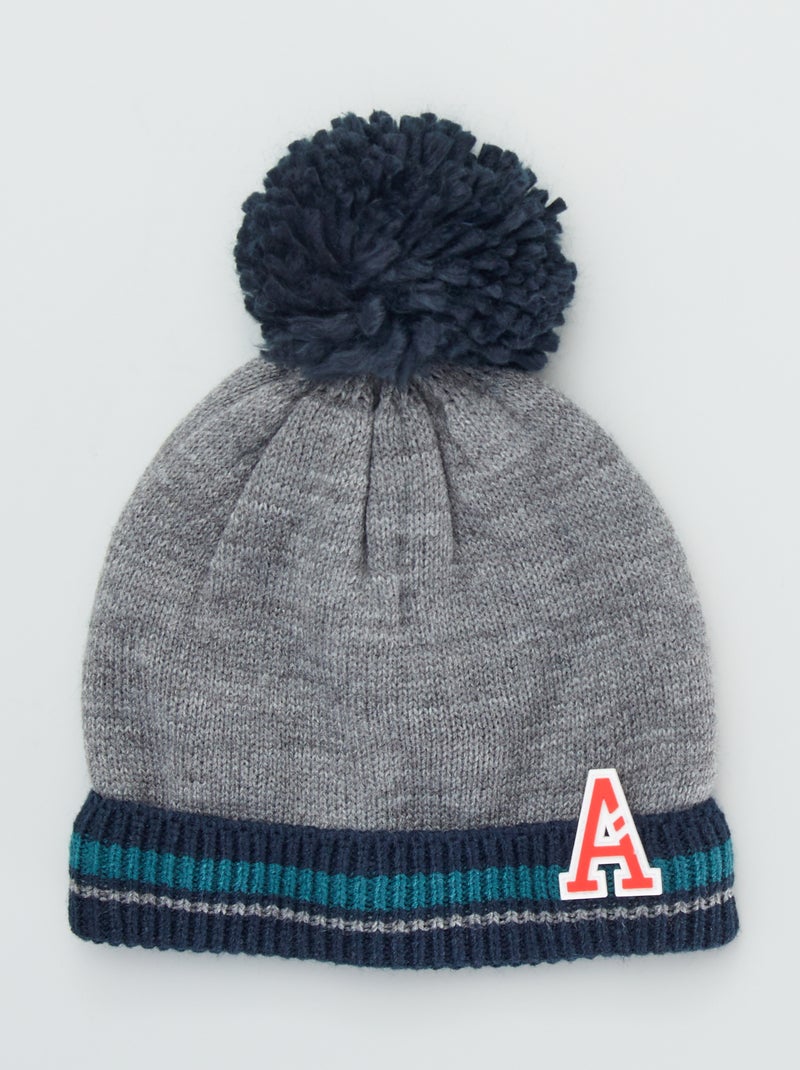 Gorro de punto con inscripción gris - Kiabi