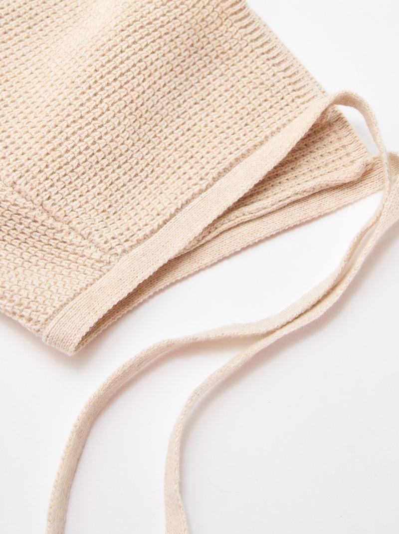Gorro de punto con lazos Beige - Kiabi