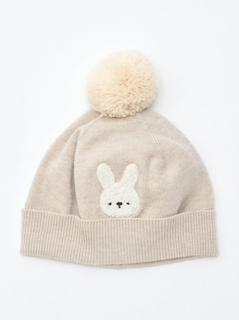 Gorro de punto con pompón Beige - Kiabi