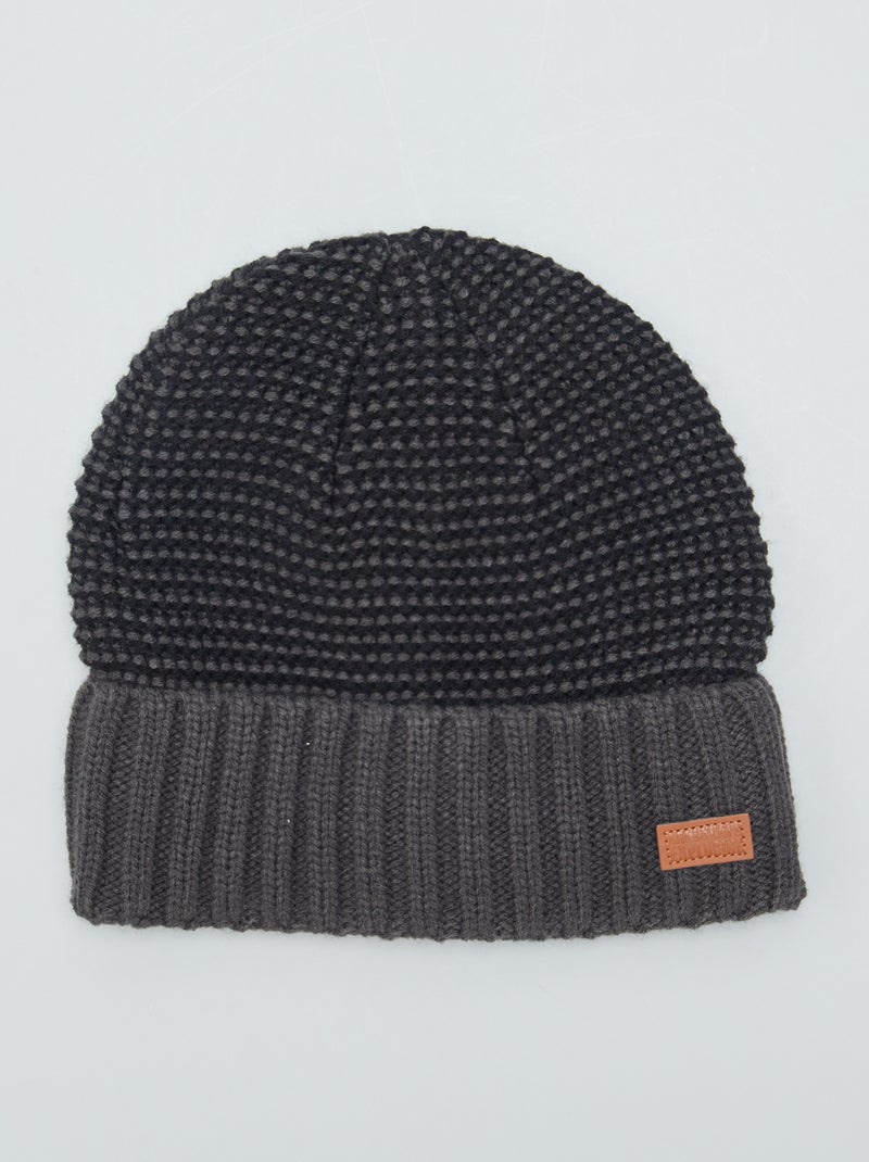 Gorro de punto con pompón GRIS - Kiabi