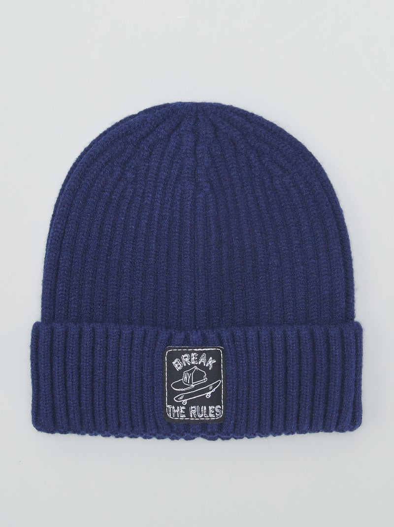 Gorro de punto de canalé AZUL - Kiabi