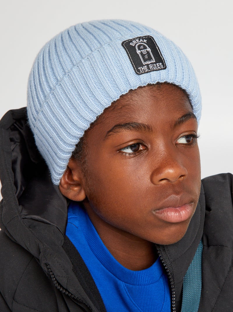 Gorro de punto de canalé AZUL - Kiabi