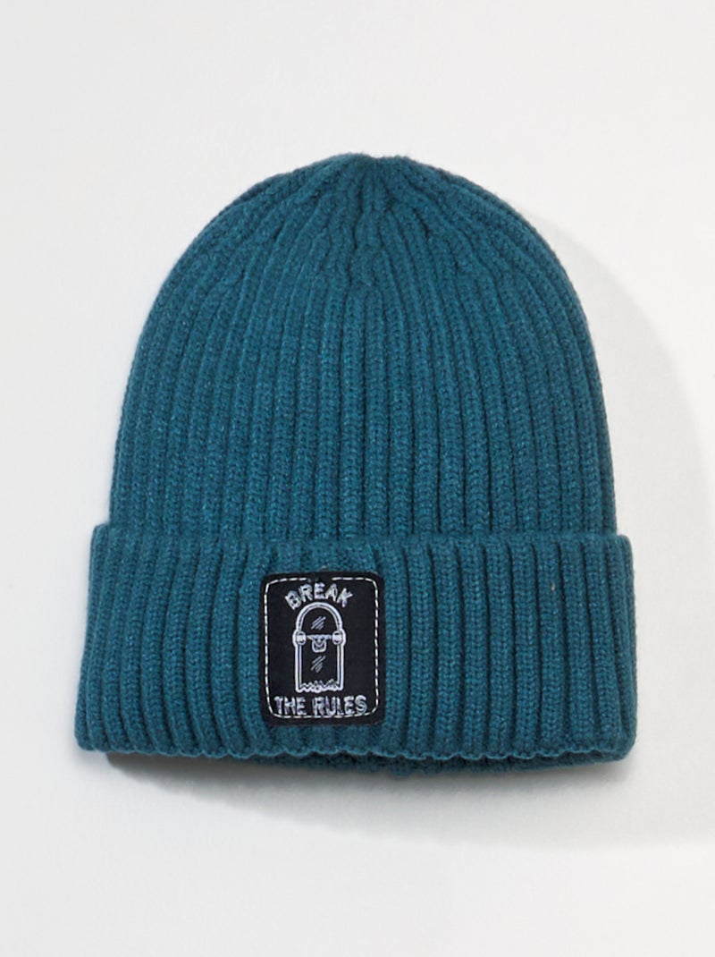 Gorro de punto de canalé AZUL - Kiabi
