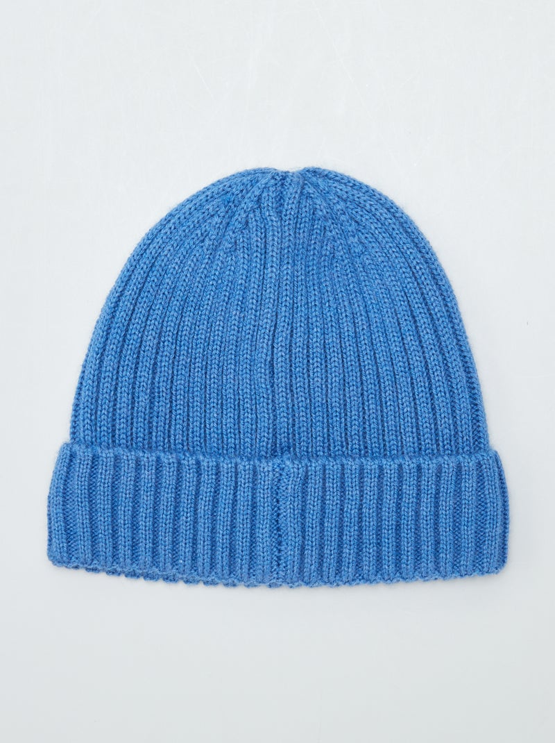 Gorro de punto de canalé AZUL - Kiabi