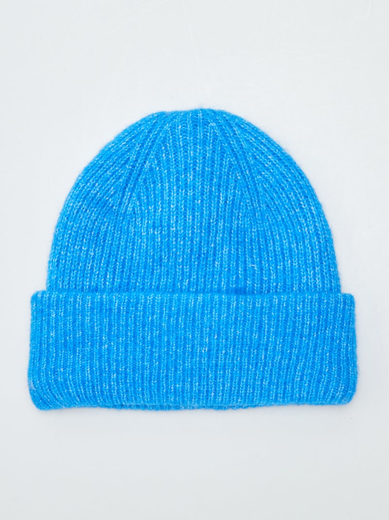 Gorro de punto de canalé AZUL - Kiabi