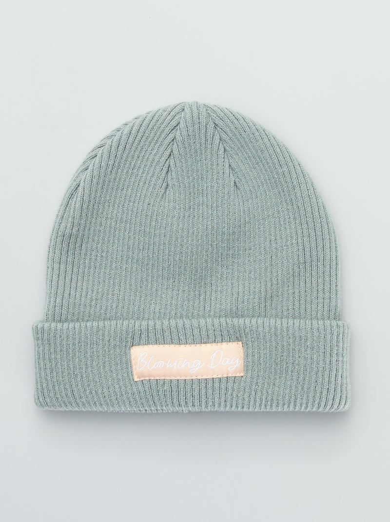 Gorro de punto de canalé azul - Kiabi