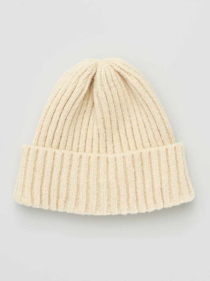 Gorro de punto de canalé BEIGE - Kiabi
