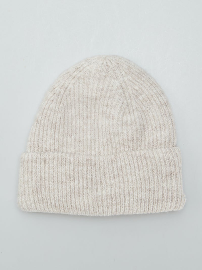 Gorro de punto de canalé BLANCO - Kiabi