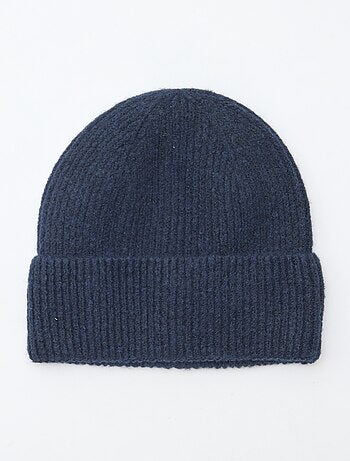 Gorro de punto de canalé con vuelta