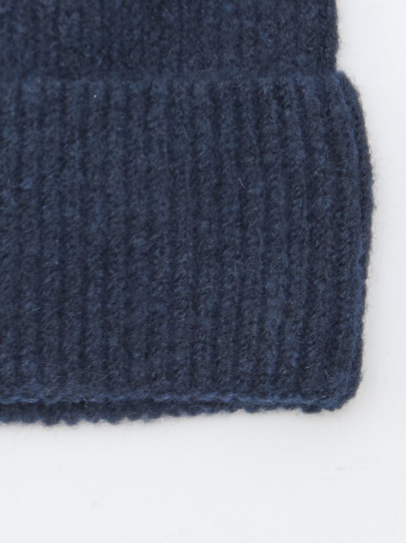 Gorro de punto de canalé con vuelta Azul - Kiabi