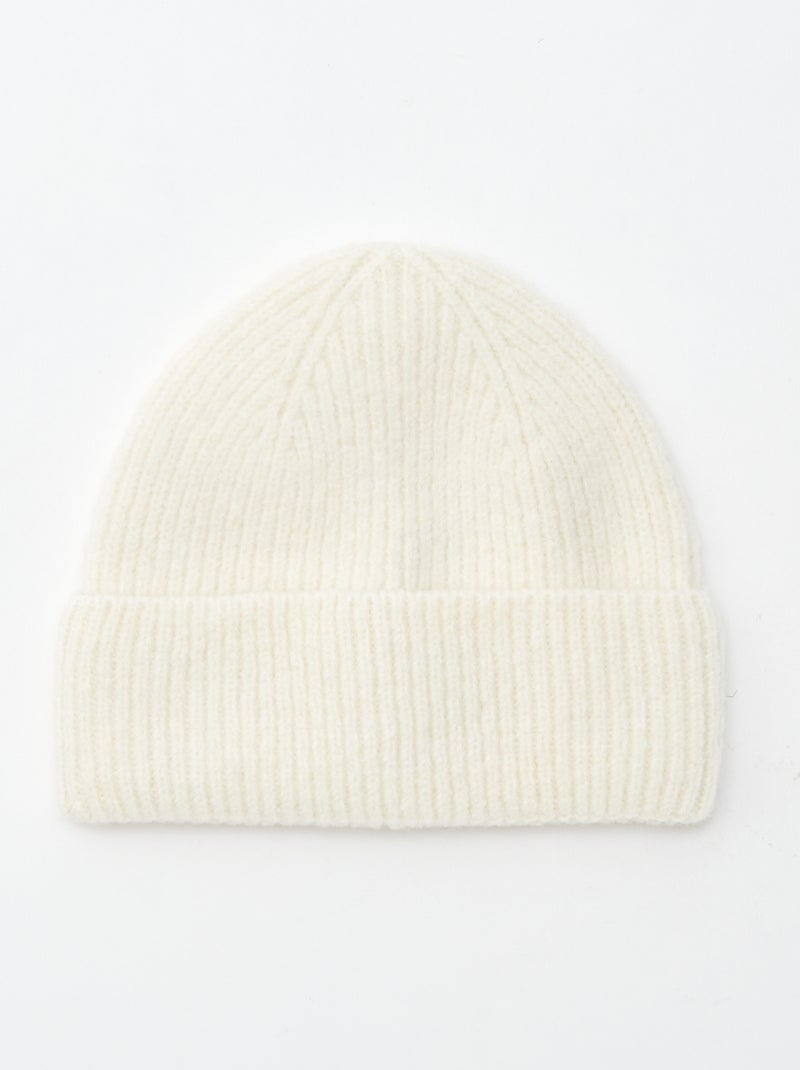 Gorro de punto de canalé con vuelta Beige - Kiabi