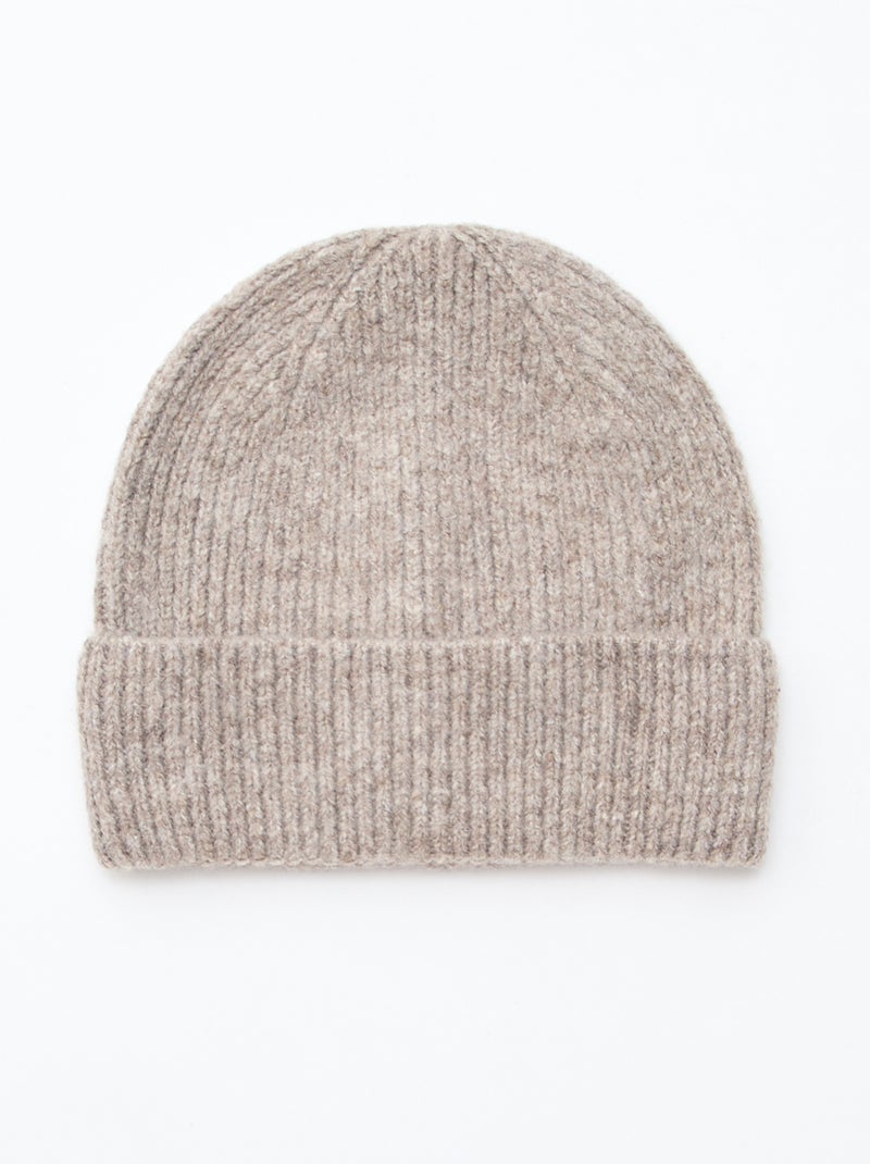 Gorro de punto de canalé con vuelta Beige - Kiabi