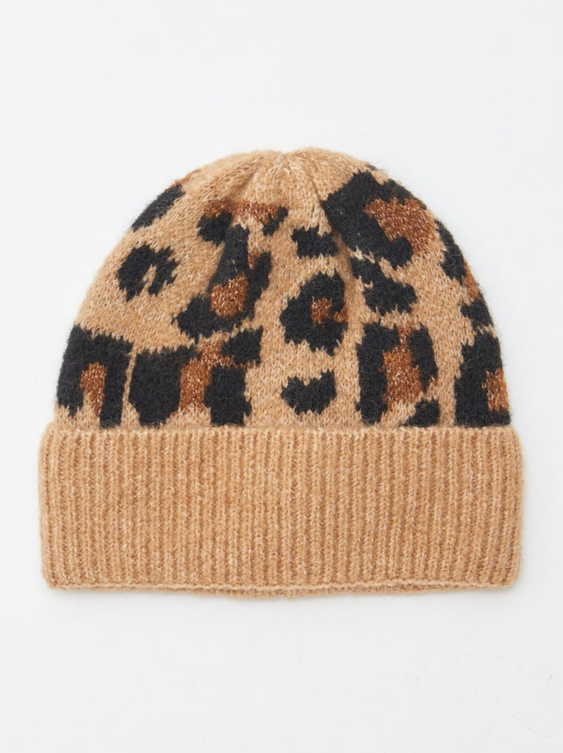 Gorro de punto de canalé con vuelta Marron - Kiabi