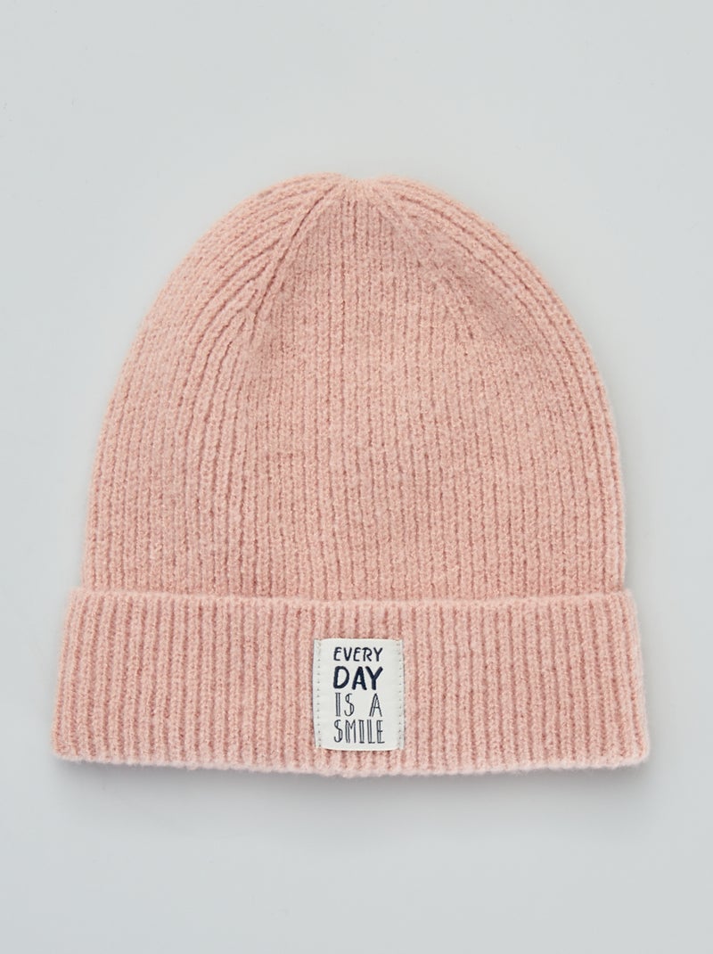 Gorro de punto de canalé con vuelta ROSA - Kiabi
