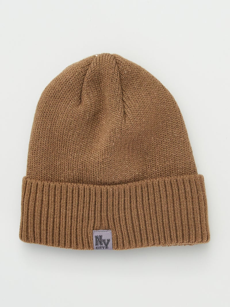 Gorro de punto de canalé MARRON - Kiabi