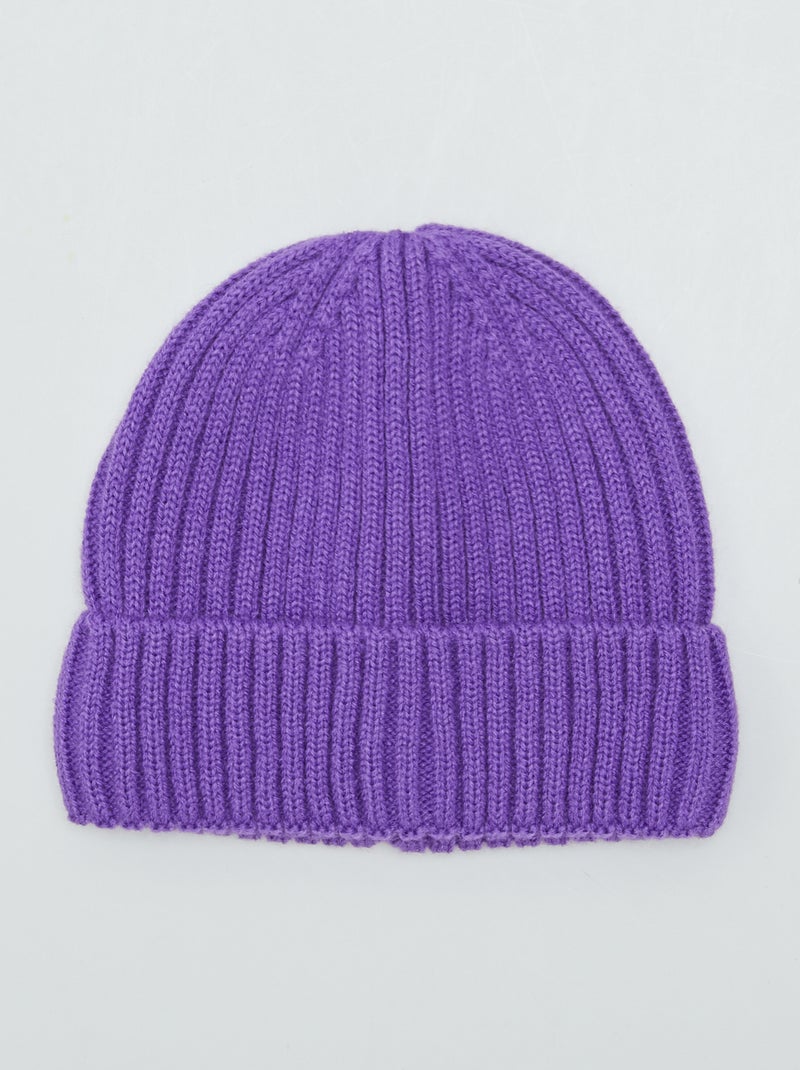 Gorro de punto de canalé PURPURA - Kiabi