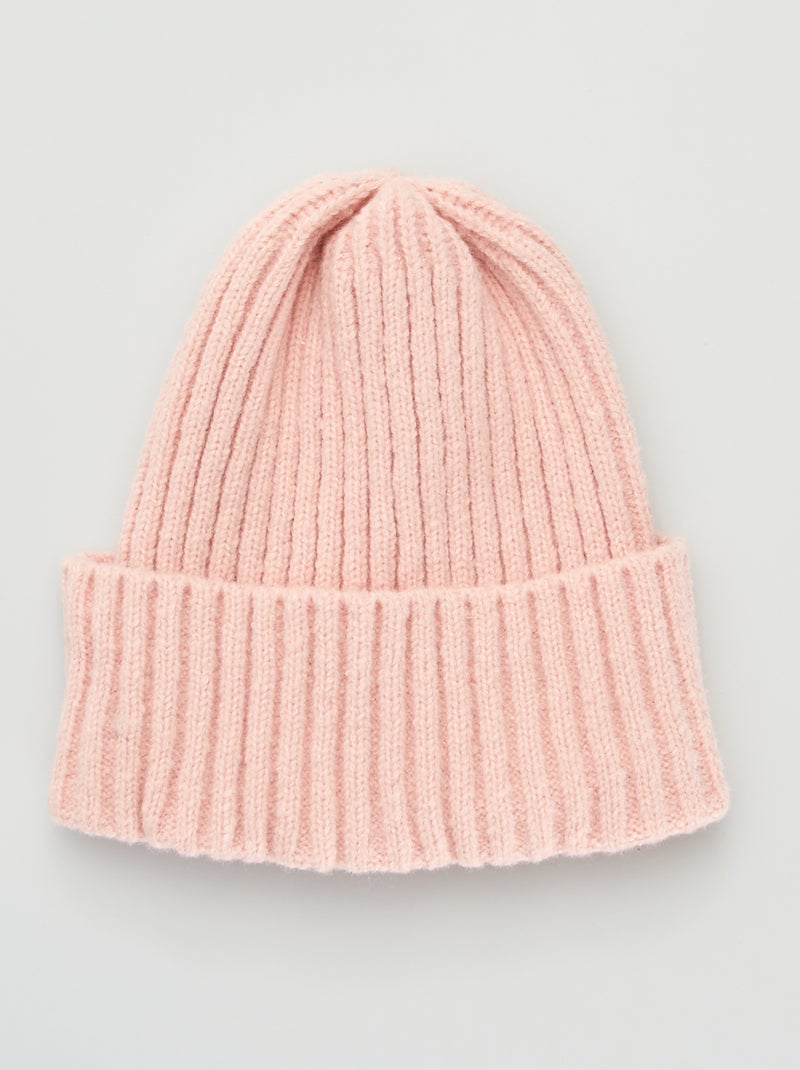 Gorro de punto de canalé ROSA - Kiabi