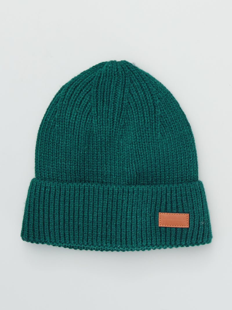 Gorro de punto liso y parche de fantasía VERDE - Kiabi