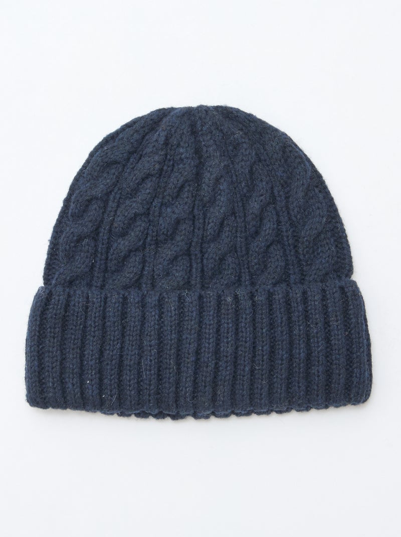 Gorro de punto trenzado Azul - Kiabi