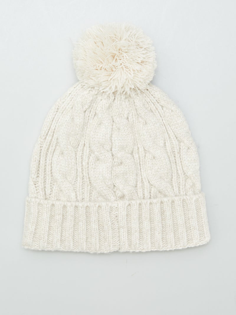 Gorro de punto trenzado BEIGE - Kiabi