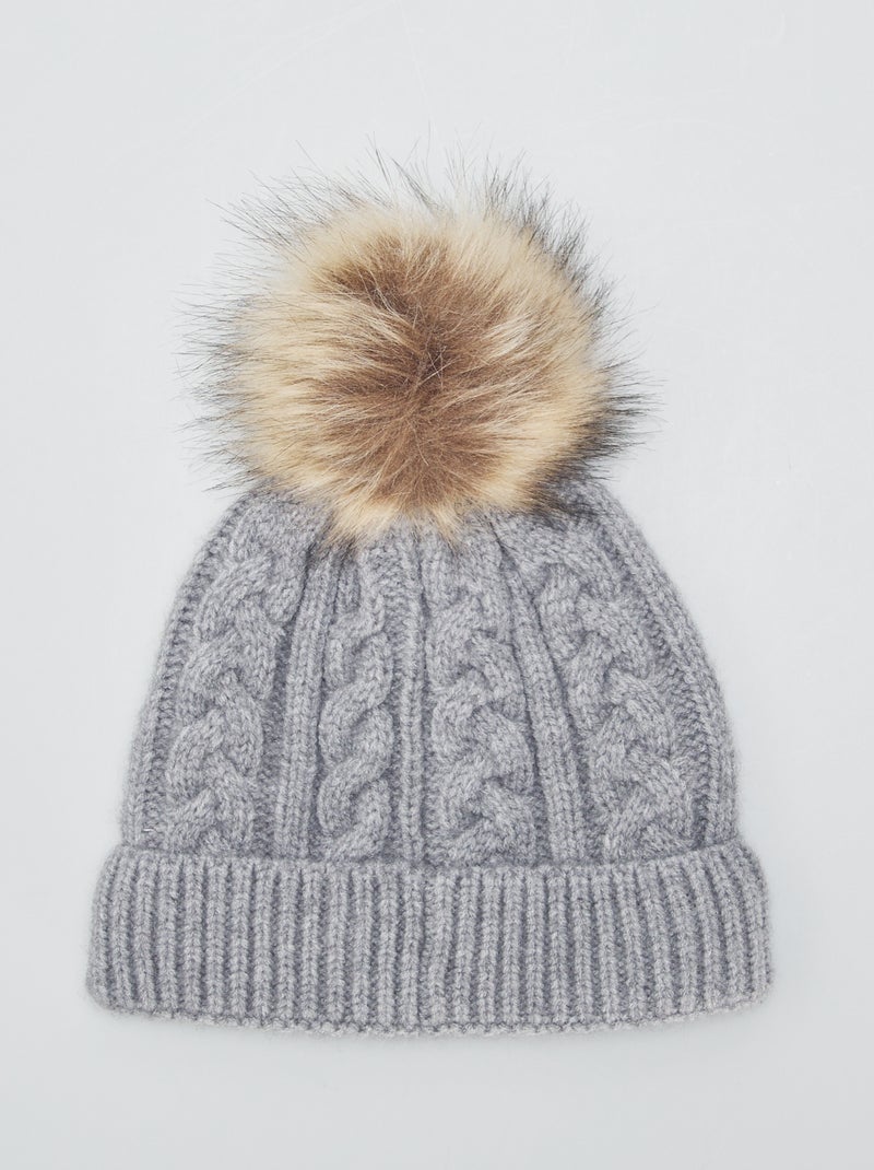 Gorro de punto trenzado GRIS - Kiabi