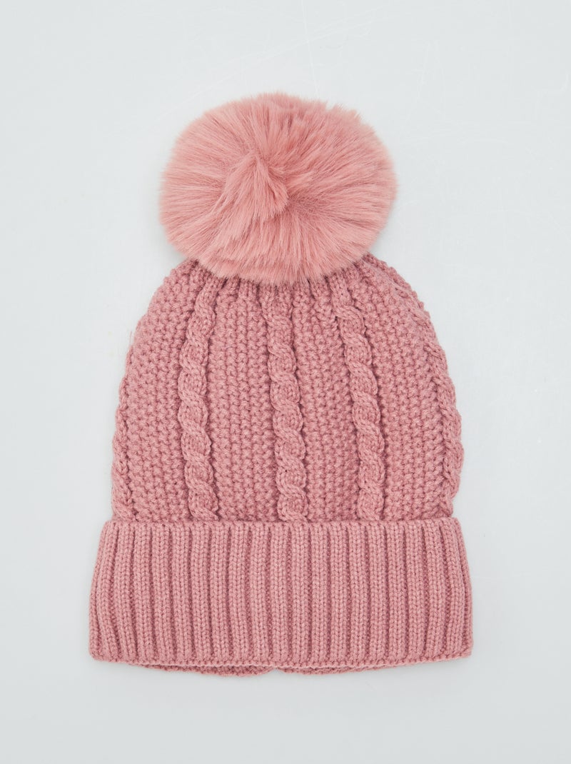 Gorro de punto trenzado ROSA - Kiabi