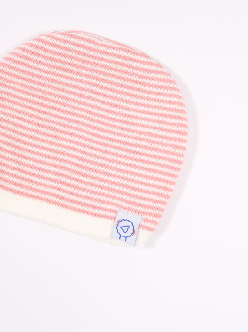 Gorro de rayas finas Blanco Rosa - Kiabi