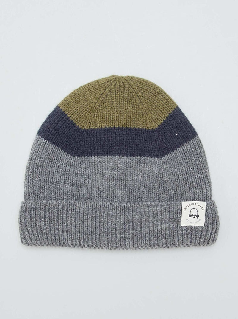 Gorro de skater tricolor GRIS - Kiabi