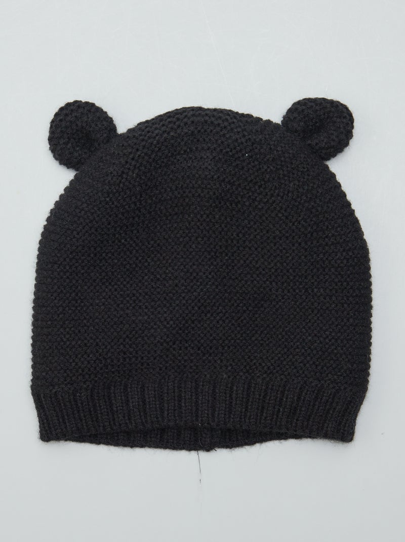 Gorro de tejido polar con detalle de orejitas NEGRO - Kiabi