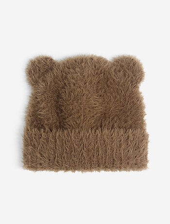 Gorro de tejido suave con forma de osito