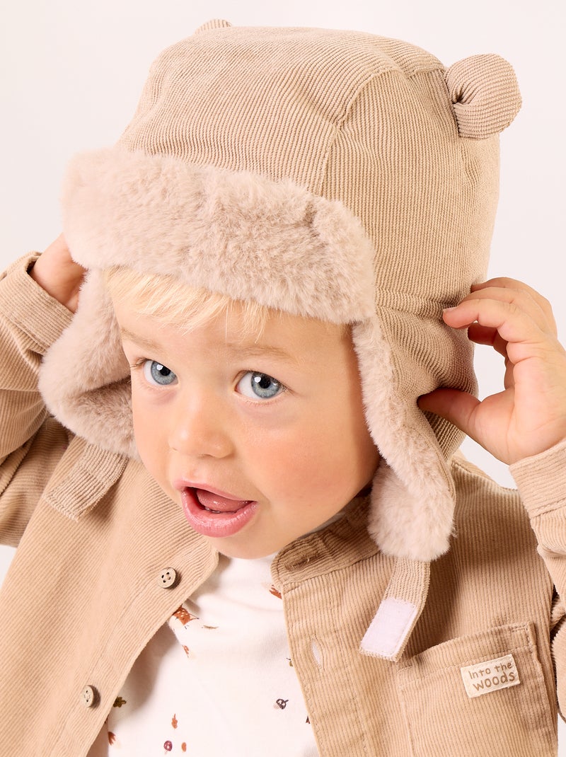Gorro forrado con orejas de fantasía en la parte superior Beige - Kiabi