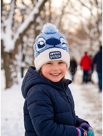 Gorro infantil de punto stitch disney rosa y azul