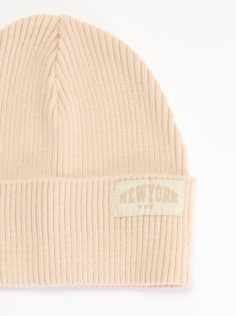 Gorro liso con vuelta Beige - Kiabi