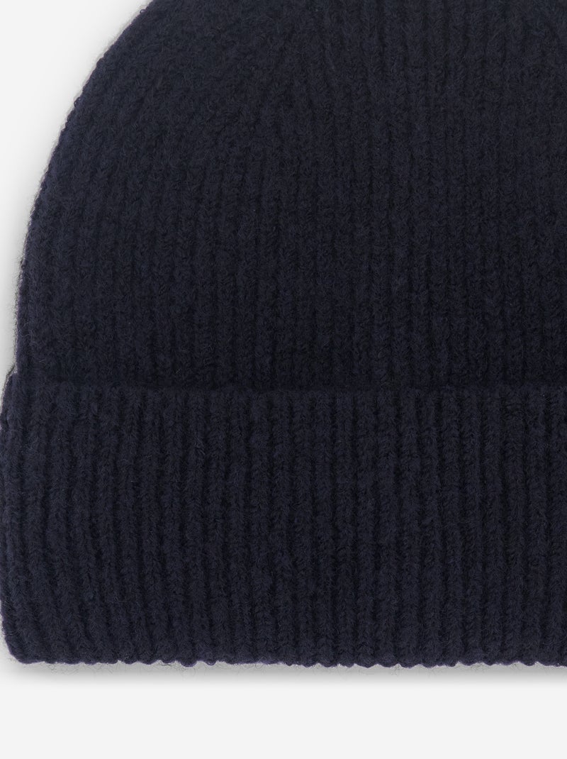 Gorro liso de punto acanalado Azul - Kiabi