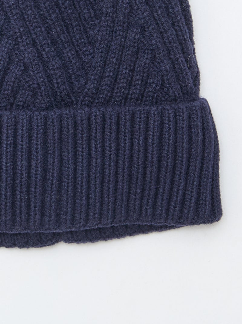 Gorro liso de punto Azul - Kiabi