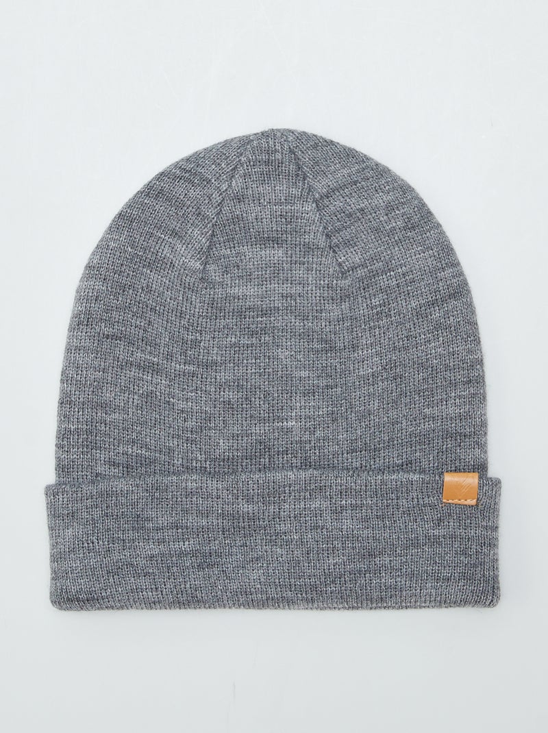 Gorro liso de punto fino GRIS - Kiabi