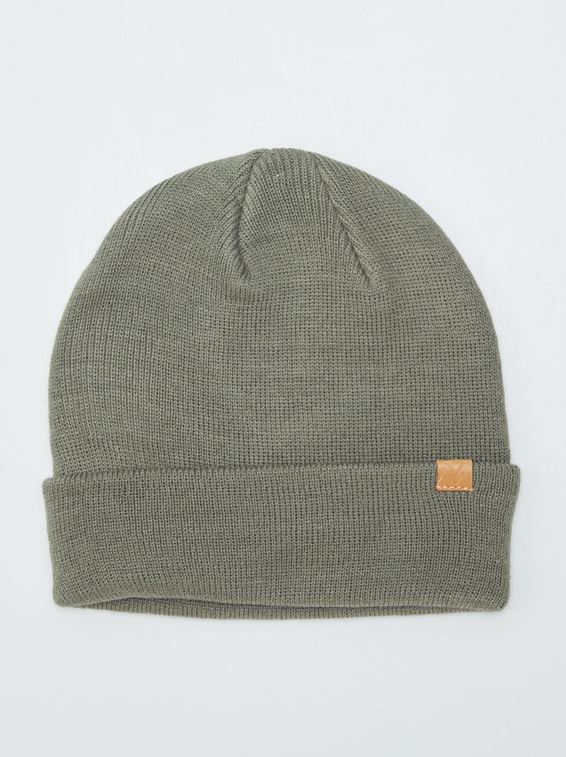 Gorro liso de punto fino KAKI - Kiabi
