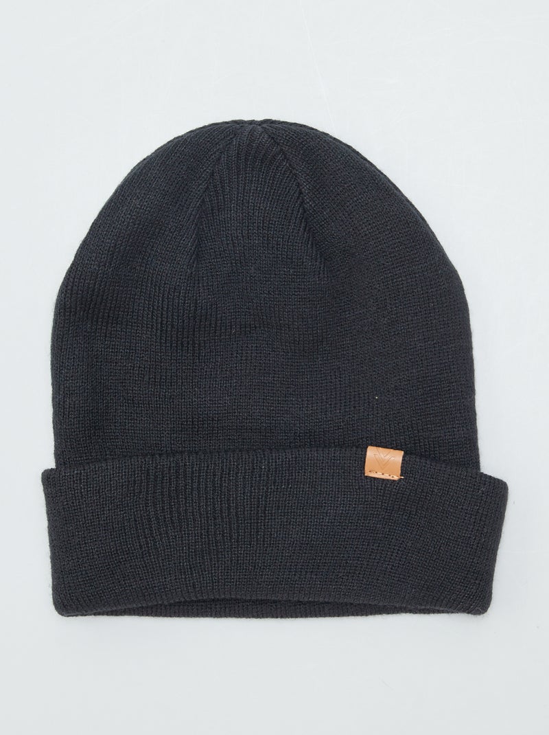 Gorro liso de punto fino NEGRO - Kiabi
