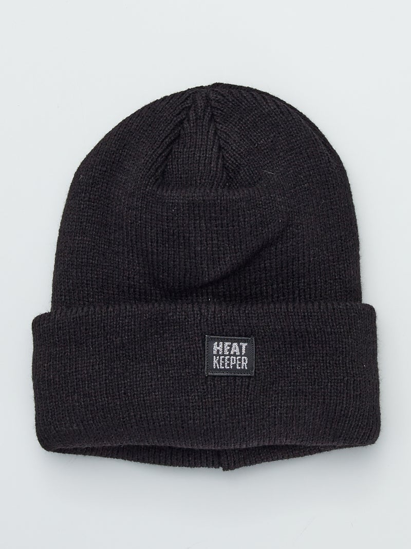 Gorro liso de tejido polar negro - Kiabi