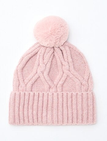 Gorro liso y acanalado con pompón
