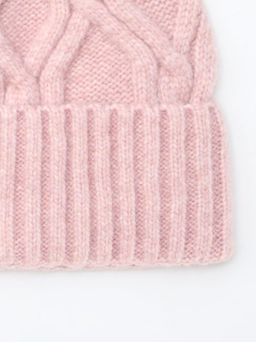 Gorro liso y acanalado con pompón - Kiabi