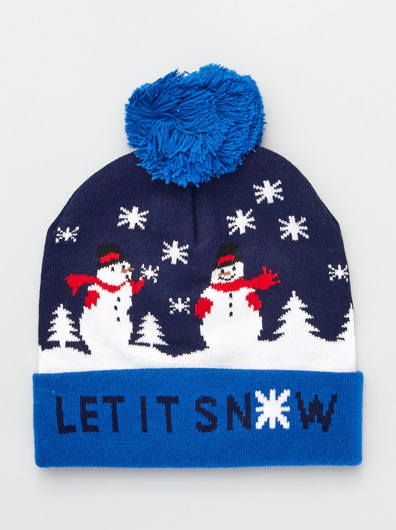 Gorro navideño de punto azul - Kiabi