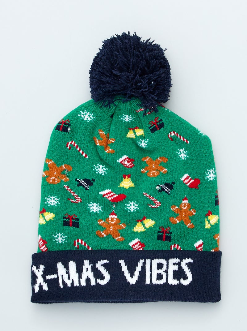 Gorro navideño luminoso verde - Kiabi