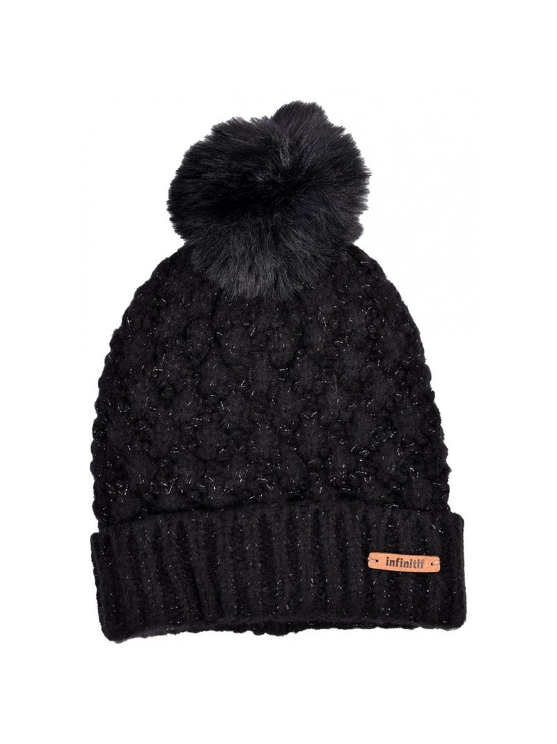 Gorro Pompon INFINITF Mujer Negro - Kiabi