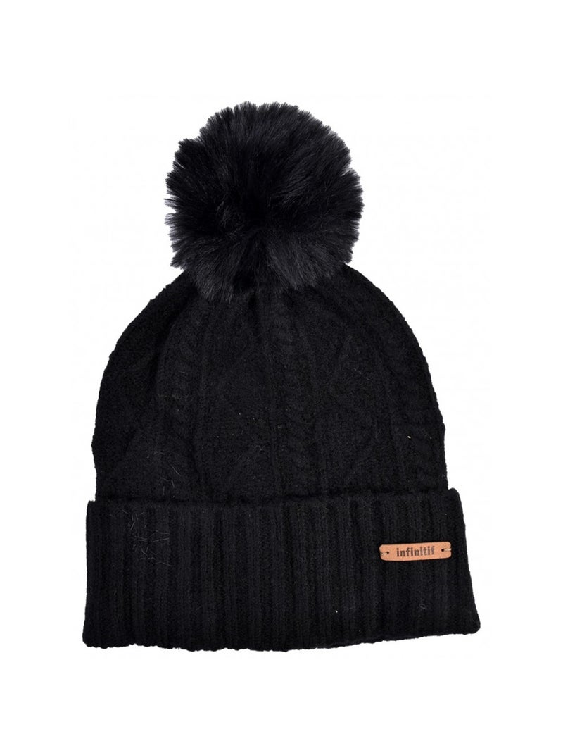Gorro Pompon INFINITF Mujer Negro - Kiabi