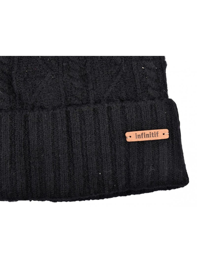 Gorro Pompon INFINITF Mujer Negro - Kiabi