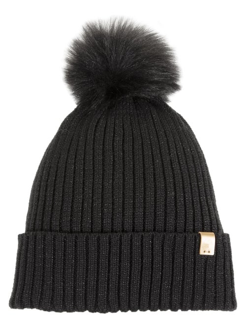 Gorro Punto reciclado, cálido, forro polar reciclado, pompón imitación mujer Isotoner - Kiabi